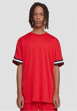 Men's Oversized Stripes Mesh Tee T-Shirt - Red