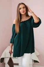 Spanish blouse with ruffles on the sleeve dark green