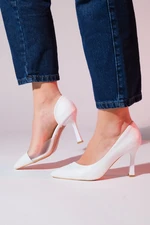 LuviShoes 653 White Skin Heels Women's Shoes