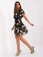 Black Floral Dress with Short Sleeves