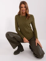 Classic khaki sweater with long sleeves