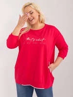 Red loose-fitting cotton blouse plus size