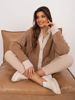 Camel loose cardigan with neckline