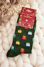 Men's Cotton Christmas Socks Patterns Dark Green