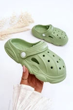 Detské penové šľapky Crocs Zelené Cloudy