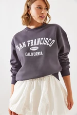 Bianco Lucci Women's Triple Thread Raised San Francisco Printed Sweatshirt MBHS006