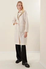 Bigdart 9097 Faux Shearling Leather Coat - White