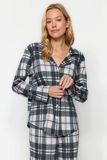 Trendyol Multicolored 100% Cotton Plaid Shirt-Pants Knitted Pajamas Set