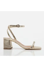 Hotiç Women's Genuine Leather Gold Heeled Sandals