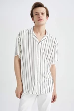 DEFACTO Regular Fit Short Sleeve Striped Viscose Shirt