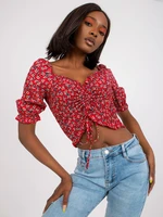 Short red blouse RUE PARIS with ruffles