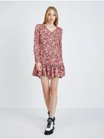 Red-pink floral dress Noisy May Bella - Women