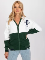 White green zippered sweatshirt without hood