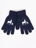 Yoclub Kids's Girls' Five-Finger Gloves RED-0012G-AA5A-013 Navy Blue