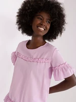 Light purple lady's blouse with ruffles