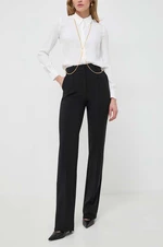 Nohavice Elisabetta Franchi dámske, čierna farba, rovné, vysoký pás, PA03141E2
