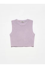 Dilvin 10172 Crew Neck Knitwear Crop-lilac M.