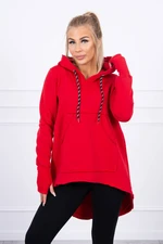 Insulated sweatshirt with longer back and red hood