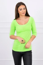 Blouse with round neckline green neon