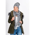 Women's winter set beanie + scarf with pompons - gray,