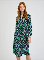 Orsay Green-Black Women Patterned Wrap Dress - Women