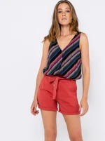 Red linen shorts CAMAIEU - Women