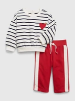 Set of a girly striped sweatshirt in cream color and sweatpants in red color GAP