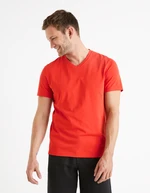 Red men's basic T-shirt Celio Debasev