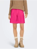 Dark pink women's linen shorts ONLY Caro - Women