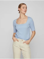 Light blue women's ribbed T-shirt VILA Lana - Women