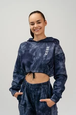 Tmavě modrá dámská vzorovaná mikina s kapucí NEBBIA Re-fresh Women’s Crop Hoodie