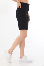 BİKELİFE High Waist Flexible Bermuda Shorts with Cargo Pocket.