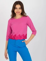 Pink formal blouse with decorative trim