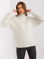 Women's light mint turtleneck with cables