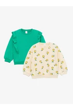 LC Waikiki Crew Neck Long Sleeve Printed Sweatshirt for Baby Girl 2-pack.