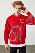 XHAN Ethnic Patterned Red Sweatshirt