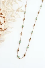 Women's necklace with green gold beads