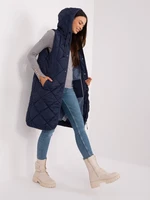 Navy blue quilted vest with SUBLEVEL fastening