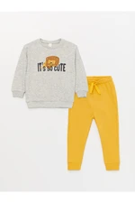 LC Waikiki Crew Neck Long Sleeve Printed Baby Boyfriend Sweatshirt and Tracksuit Bottoms 2-piece Set