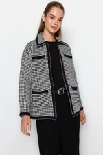 Trendyol Black Plaid Zippered Woven Tweed Jacket