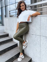 Women's Waxed Leggings with High Waist WAXED CHIC Green Dstreet