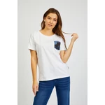 White women's T-shirt with pocket SAM 73 Marie