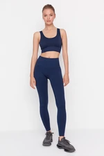 Trendyol Dark Navy Bezešvé/Bezešvé Komprese Pletené sportovní punčocháče po celé délce