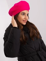 Dark pink smooth knitted beret