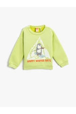 Koton Ski Themed Penguin Printed Sweatshirt Long Sleeved Crew Neck