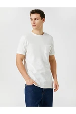 Koton Basic T-Shirt with Pocket Details, Crew Neck, Short Sleeves.