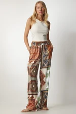 Happiness İstanbul Women's Tile Pattern Viscose Palazzo Pants