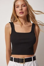 Happiness İstanbul Women's Black Halter Summer Sweater Crop Top