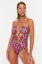 Trendyol Animal Print, Strapless, Cut Out/Windowed Regular Leg Swimsuit