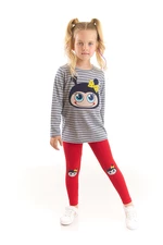 Denokids Ladybug Girl's Gray T-shirt with Red Leggings Suit